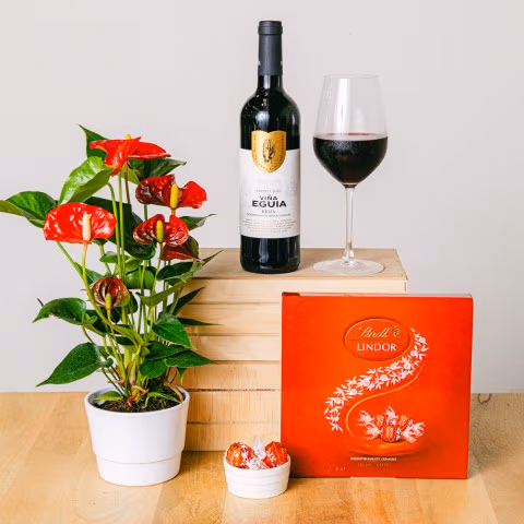 Red Hearts: Anthurium and Red Wine Red Hearts: Anthurium and Red Wine