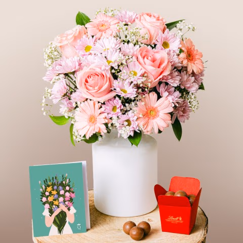 Dressed in Pink: Roses and Gerberas Dressed in Pink: Roses and Gerberas