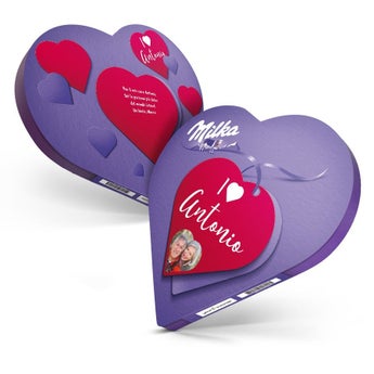 Chocolat Milka personnalisé : 30 cœurs en chocolat Chocolat Milka personnalisé : 30 cœurs en chocolat