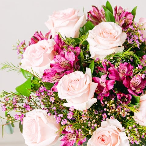 Pink Bloom: Roses and Alstroemerias highlight